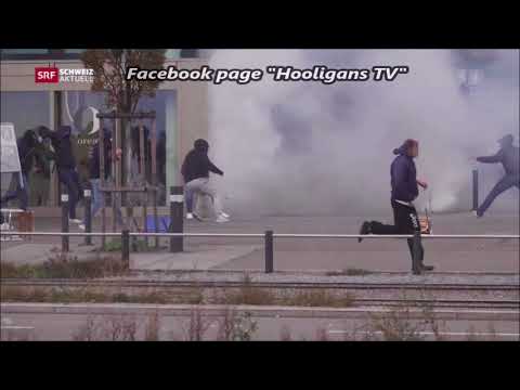 Clashes before derby match between FC Zürich and Grasshoppers hooligans 21.10.2017