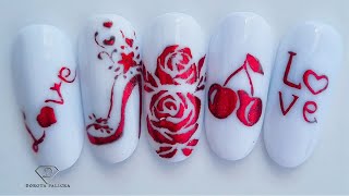 Valentine's Day nail art. ❤️ How to create simple valentine'sday nails with transfer foil. 🌹