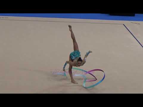 Neta RIVKIN (ISR) ribbon - 2015 Stuttgart worlds Qualifs