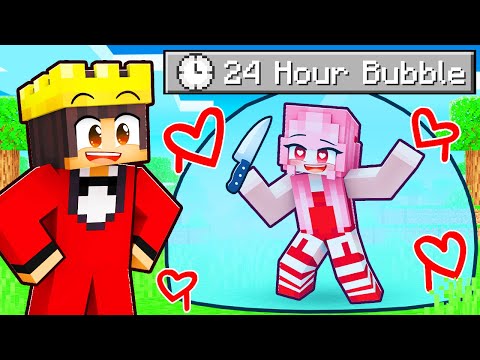 Locking CRAZY FAN GIRL in a 24 HOUR BUBBLE in Minecraft!