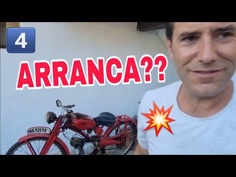 4 INTENTAR ARRANCAR MOTO GUZZI HISPANIA 65 parada en un bar años