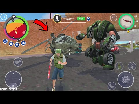 Real Gangster Crime 2 (Police Car Robot Overturn Shark Helicopter) Fake Army Man With Helicopter