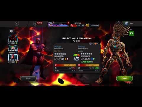 Alliance War: Magneto (Red) vs Warlock on Node 17
