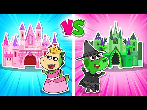 Pink vs Green! Sparkle vs Poem! 👑 Princess & Witch Castle Battle 🧹 Fire Spike Kids Stories