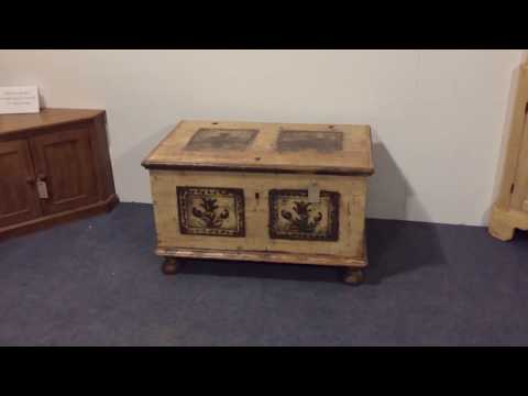 19th Century Painted Marriage Trunk Chest  - Pinefinders Old Pine Furniture Warehouse