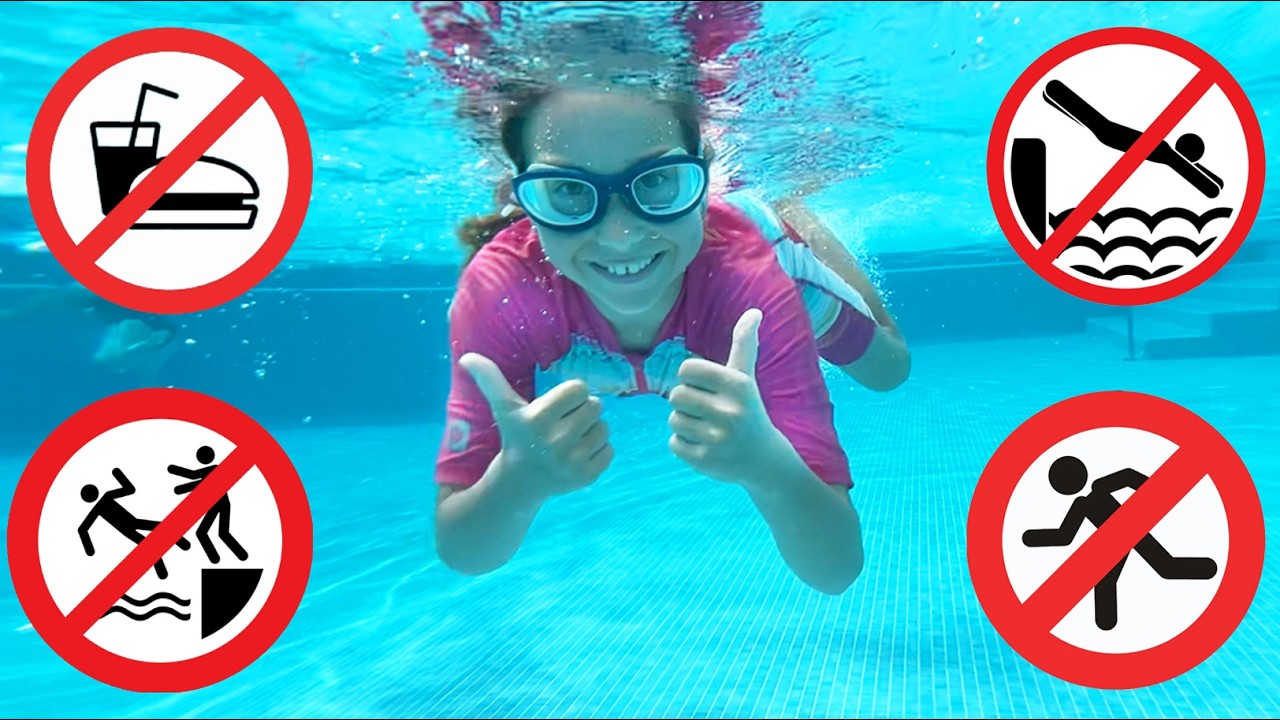 Sofia teaches kids the rules of behavior in the pool and not only