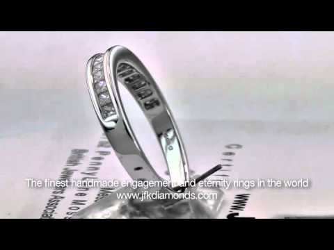 1 carat channel set princess cut diamond Half eternity ring set in 18ct white gold.