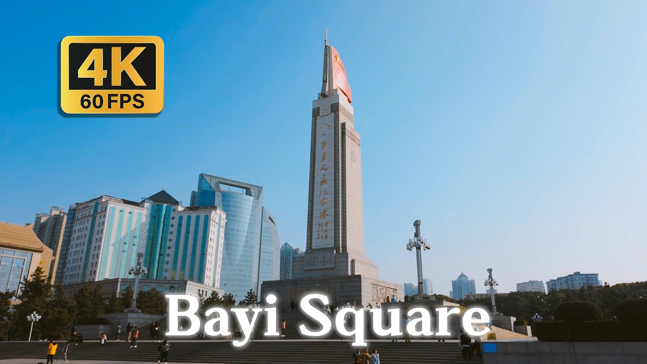 Immersive street-level walking tour through Nanchang Bayi Square, China, showcasing authentic urban landscapes, local architecture, and the vibrant atmosphere of the city's neighborhoods