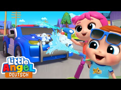 Die Waschanlage | Wir waschen unser Auto | Little Angel Deutsch - Kinderlieder