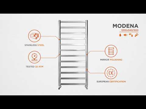 Водяной полотенцесушитель Mario Модена 1.2.6001.03 Р (4820111354382, 1200x540, хром/белый глянец/черный матовый/золото)
