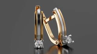 Золотые серьги с бриллиантом. Артикул 770447  - Фото 3