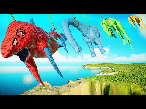 (🦖 Jurassic World Evolution 2 🦕)SpiderMan Megalodon,Blue Brachio,Spino,I-Rex Dinosaurs Fight