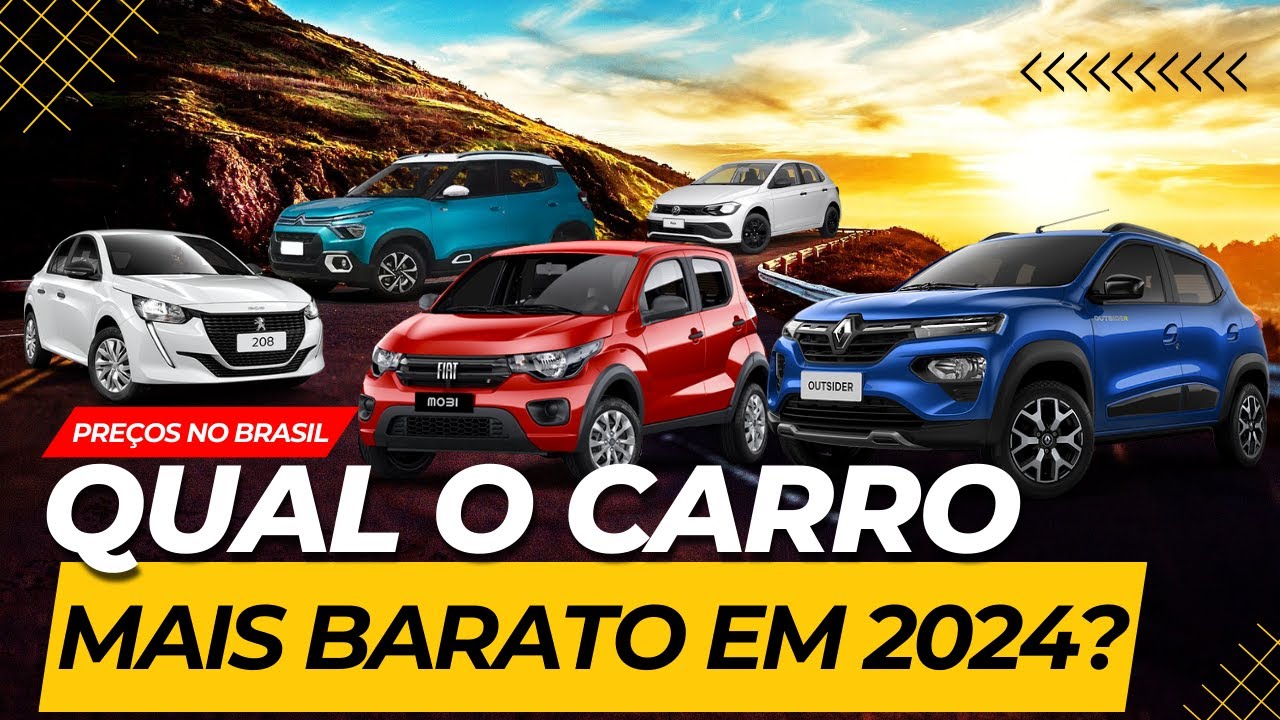 Descubra quais são os CARROS MAIS BARATOS do Brasil em 2024! Renault Kwid e Fiat Mobi ainda dominam?