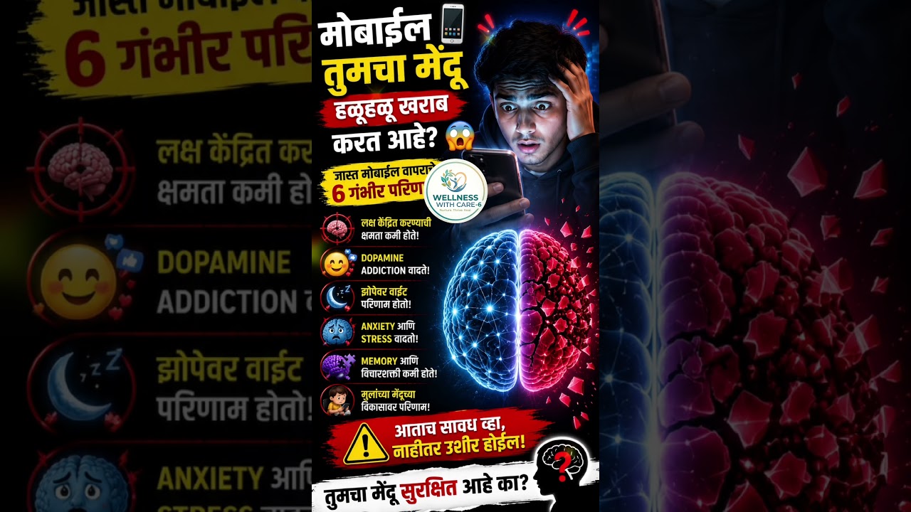 🤯 दररोज 5+ तास मोबाईल वापरता? मग हे धोकादायक आहे! 😱 #viral #trending #shortsfeed #shortvideo #gk