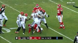ベンガルズディフェンスによるパトリック・マホームズからインターセプト [2021-2022 AFC CP CIN vs KC]