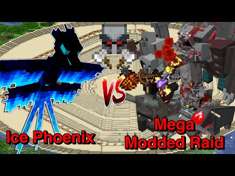 Minecraft |Mobs Battle| Live or Die Like A Hero|Ice Phoenix(Forgotten Dimensions)VS Mega Modded Raid
