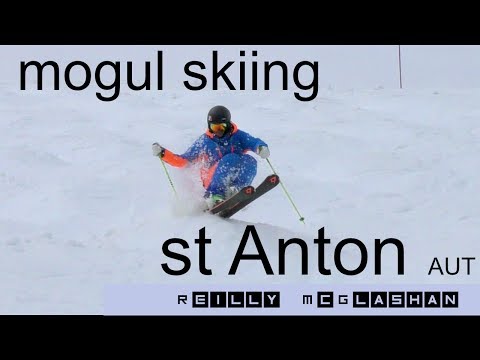 Skiing St Anton off piste moguls