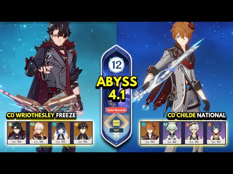 C0 Wriothesley Freeze & C0 Childe National | Spiral Abyss 4.1 Floor 12 9 Stars | Genshin Impact 4.1