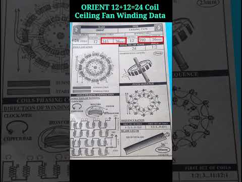 ORIENT 12+12=24 Coil Ceiling Fan Winding Data #shorts #ceilingfan #windingdata