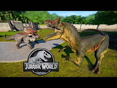 Nasutoceratops Vs Allosaurus Vs Albertosaurus Battle at Big Rock - Jurassic World Evolution