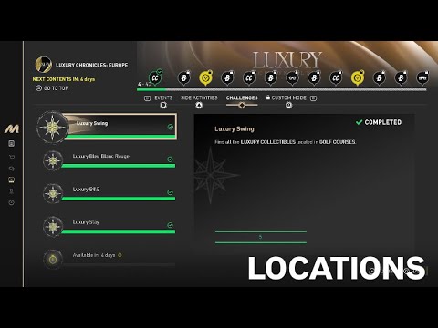 Find all the LUXURY COLLECTIBLES located in GOLF COURSES-locations(The Crew Motorfest)