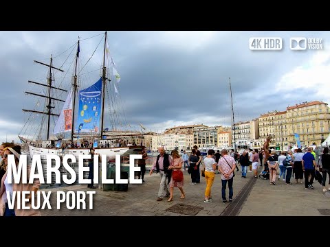 Antigo porto de Marselha (Vieux-Port) - 🇫🇷 França [4K HDR] Passeio a pé