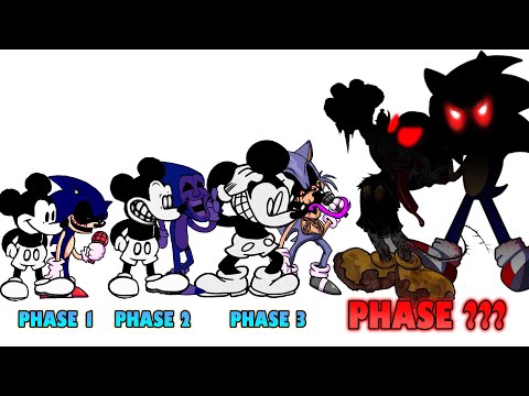 FNF comparison Battle Sonic.EXE & Suicide Mouse - ALL Phases of fnf Friday Night Funkin Animation