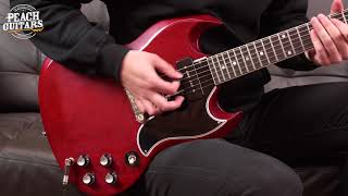 Video thumbnail for Gibson Custom 1963 SG Special Reissue Lightning Bar VOS Cherry Red by The Peach Boutique