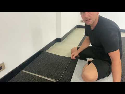 How to cut in carpet tiles without a ruler. Only a knife, pen and tiles