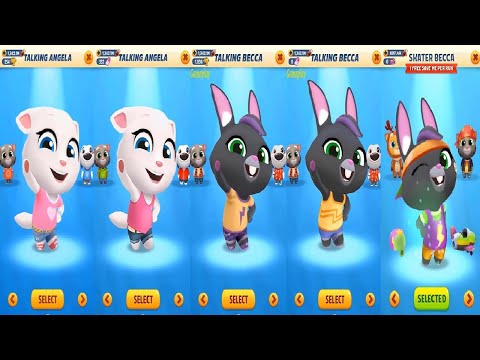 Talking Tom Gold Run Lava Escape VS Cycle Tour Skater Becca VS BECCA VS Angela Old VS New outfit