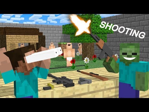 Monster School:  Shooting Challenge - Minecraft Animation