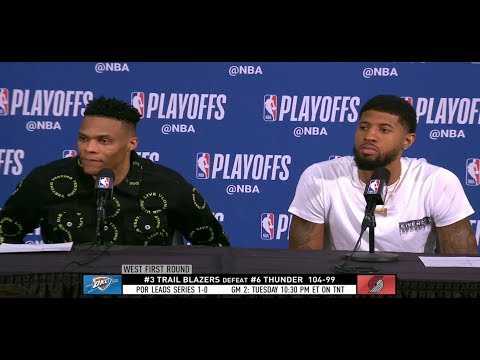 Russell Westbrook & Paul George Postgame Interview Thunder vs Blazers Game 1 | April 14, 2019