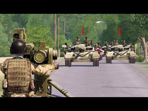 Russian Convoy ambushed & destroyed by AT LAUNCHER - SIMULATIING UKRAINE WAR - ARMA 3 Simulation