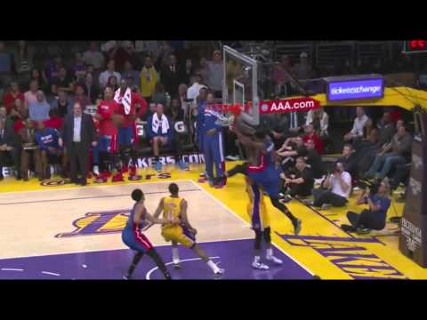 Kentavious Caldwell Pope blocks Wayne Ellington's shot (3-10-15)