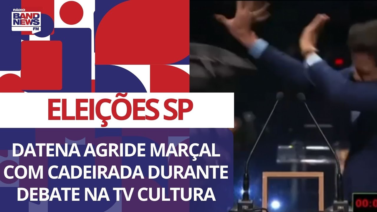 Datena agride Marçal com cadeirada durante debate na TV Cultura