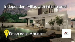 Independent Villas with infinity pool, garden, terrace and basement, in Polop de la Marina, Spain.