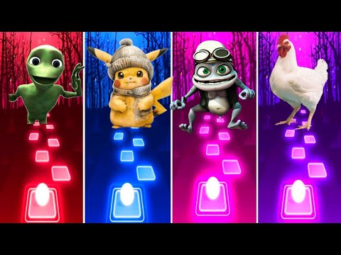 Chicken Song Vs Crazy Frog Vs Pikachu Vs Alien Dance | Tiles Hop EDM Rush