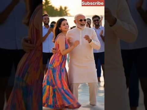 Narendra Modi Ji and Alia Bhatt dancing on the beach in Maldives.