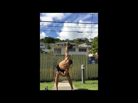 Day 43 Home Workout in Hawaii -24 kg./53 lb. Standing Side Press @ 3:30- June 22, 2020 3:43 pm