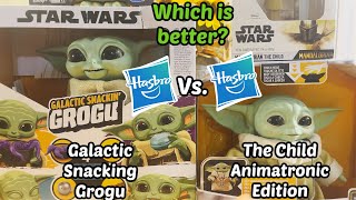 GROGU vs GROGU! WHICH ONE IS BETTER? STAR WARS SNACKIN GROGU vs THE CHILD ANIMATRONIC! LETS SEE!