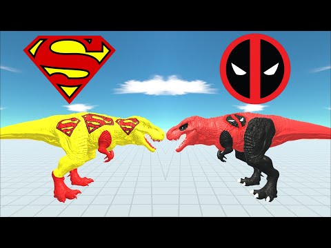 T-Rex Superman vs T-Rex Deadpool Death Run - Animal Revolt Battle Simulator