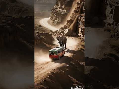 Hero Elephant Intercepts Landslide! Saves Entire Bus in Last Second,象が土砂崩れを止める！バス全員を救った瞬間