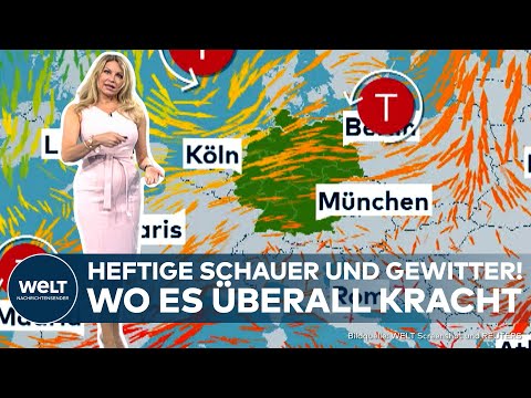 DEUTSCHLAND: "Heftige Gewitter!" Unwetter und Abkühlung durch Kaltfront in Deutschland! Wo es kracht