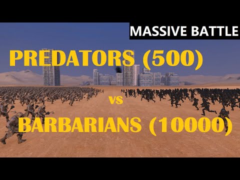 PREDATOR vs INDIANS (Barbarian Soldiers) 500 vs 10,000 - Ultimate Epic Battle Simulator - UEBS 2022