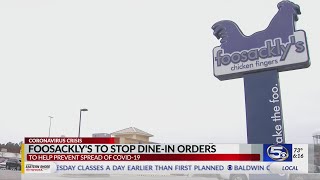 Foosackly's transitions to drive-thru, carryout only