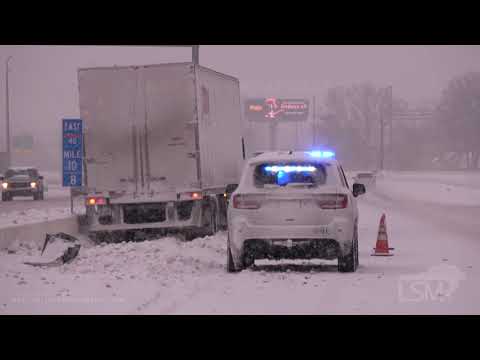 02-17-2021 Memphis, TN - Heavy Snow - Traffic Accidents on I-240 - Vehicles in Walls