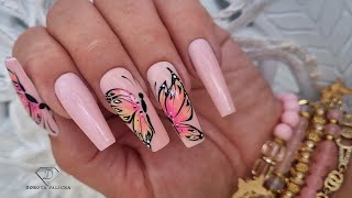 Buterfly nail art with gel polish 🦋. Simple Buterflys Nails for beginners
