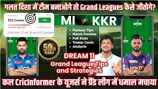 MI vs KOL Dream11 Grand League Team Prediction, MI vs KKR Dream11, Mumbai vs Kolkata Dream11Fantasy