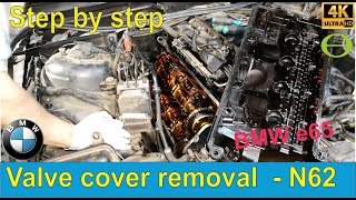 BMW N62 - E65 Valve timing cover removal, cleaning, and reinstall - all steps shown
