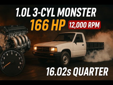 Tiny Engine, Big Power: 1.0L 3-Cyl 166HP Build — 12,000 RPM & 16.02 Quarter (Automation → BeamNG)